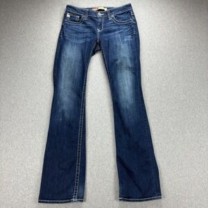 Big Star Jeans Womens 27L Remy Low Rise Blue Dark Wash Bootcut Embellished